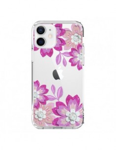 Cover iPhone 12 e 12 Pro Fiori Invernali Rosa Trasparente...