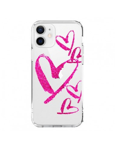Coque iPhone 12 et 12 Pro Pink Heart Coeur Rose Transparente - Sylvia Cook