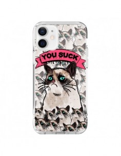Coque iPhone 12 et 12 Pro Chat Grumpy Cat - You Suck -...