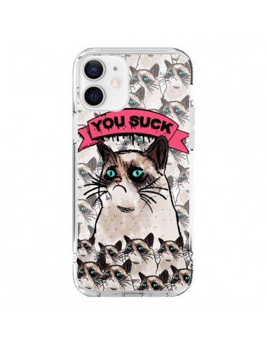 Coque iPhone 12 et 12 Pro Chat Grumpy Cat - You Suck - Sara Eshak