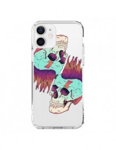 Cover iPhone 12 e 12 Pro Teschio Punk Doppio Trasparente...