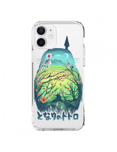 Cover iPhone 12 e 12 Pro Totoro Manga Fiori Trasparente - Victor Vercesi