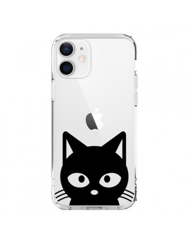 Coque iPhone 12 et 12 Pro Tête Chat Noir Cat Transparente - Yohan B.