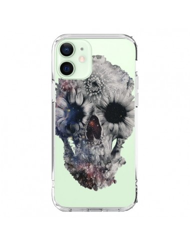 Coque iPhone 12 Mini Floral Skull Tête de Mort Transparente - Ali Gulec