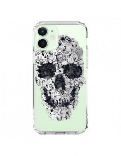 Coque iPhone 12 Mini Doodle Skull Dessin Tête de Mort...