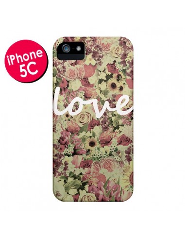 Coque Love Blanc Flower pour iPhone 5C - Monica Martinez