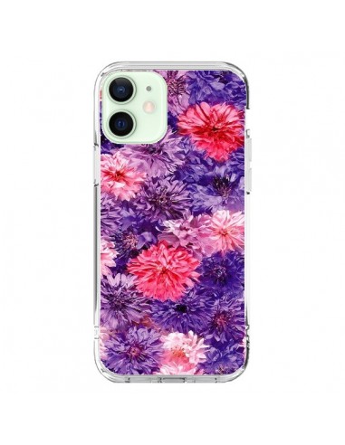 Coque iPhone 12 Mini Fleurs Violettes Flower Storm - Asano Yamazaki