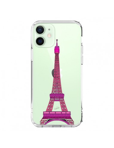 Coque iPhone 12 Mini Tour Eiffel Rose Paris Transparente - Asano Yamazaki