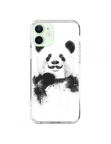 Coque iPhone 12 Mini Funny Panda Moustache Movember - Balazs Solti