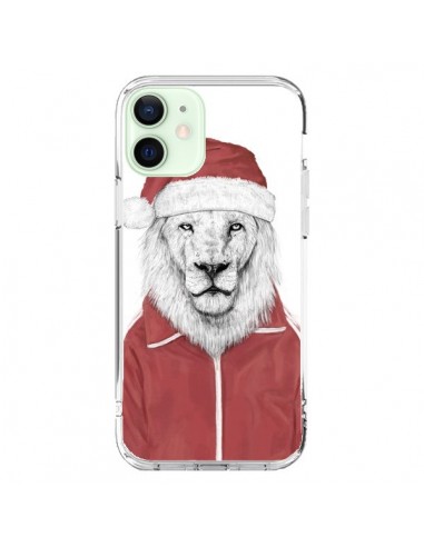 Coque iPhone 12 Mini Santa Lion Père Noel - Balazs Solti
