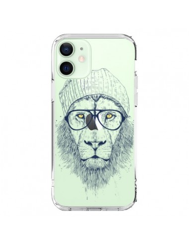 Coque iPhone 12 Mini Cool Lion Swag Lunettes Transparente - Balazs Solti