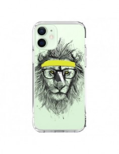 iPhone 12 Mini Case Hipster Lion Clear - Balazs Solti