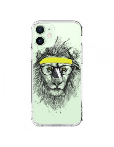 Coque iPhone 12 Mini Hipster Lion Transparente - Balazs Solti
