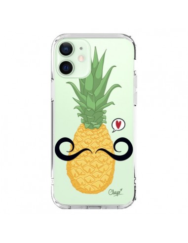 Coque iPhone 12 Mini Ananas Moustache Transparente - Chapo