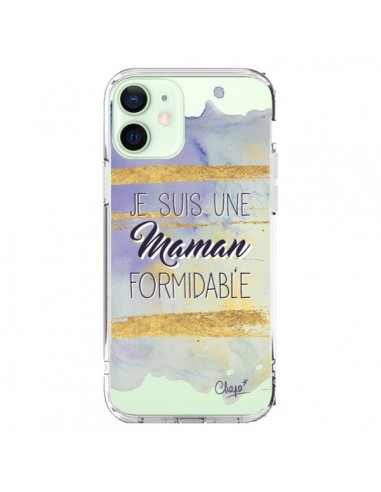 Coque iPhone 12 Mini Je suis une Maman Formidable Violet Transparente - Chapo