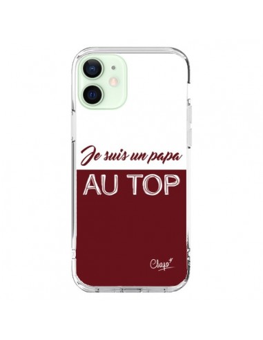 Coque iPhone 12 Mini Je suis un Papa au Top Rouge Bordeaux - Chapo