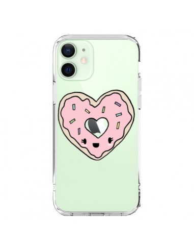 Coque iPhone 12 Mini Donuts Heart Coeur Rose Transparente - Claudia Ramos