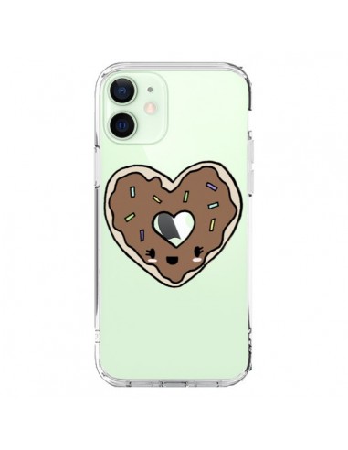 Coque iPhone 12 Mini Donuts Heart Coeur Chocolat Transparente - Claudia Ramos
