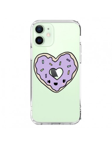 Cover iPhone 12 Mini Ciambella Cuore Viola Trasparente - Claudia Ramos