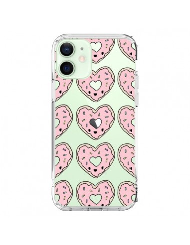 Coque iPhone 12 Mini Donuts Heart Coeur Rose Pink Transparente - Claudia Ramos