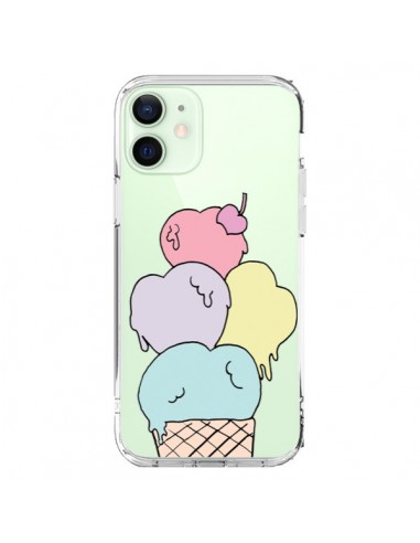 Coque iPhone 12 Mini Ice Cream Glace Summer Ete Coeur Transparente - Claudia Ramos