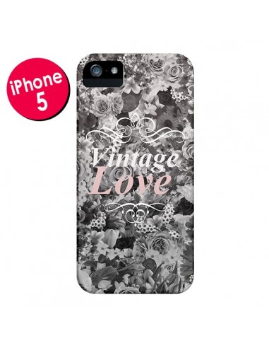 Coque Vintage Love Noir Flower pour iPhone 5 et 5S - Monica Martinez