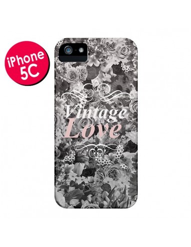 Coque Vintage Love Noir Flower pour iPhone 5C - Monica Martinez