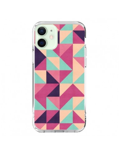 Cover iPhone 12 Mini Azteque Triangolo Rosa Verde - Eleaxart