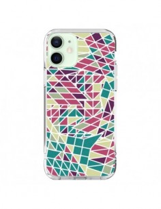 Coque iPhone 12 Mini Azteque Triangles Vert Violet -...