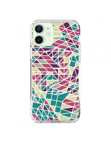 Coque iPhone 12 Mini Azteque Triangles Vert Violet - Eleaxart