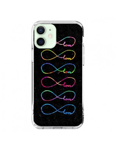 Coque iPhone 12 Mini Love Forever Infini Noir - Eleaxart