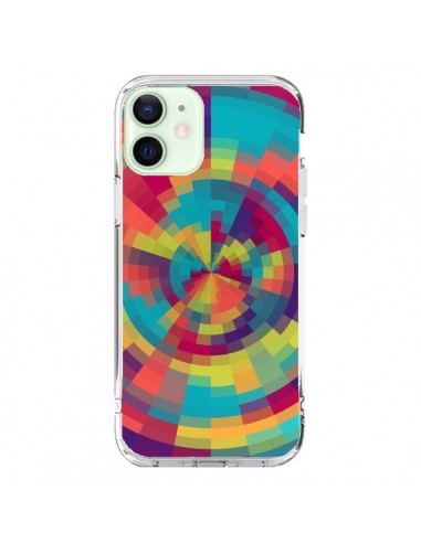 Coque iPhone 12 Mini Spirale de Couleurs Rouge Vert - Eleaxart