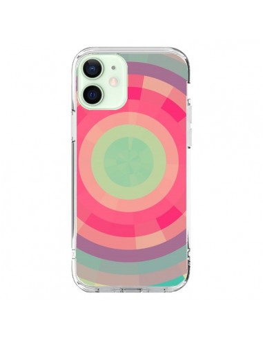 Cover iPhone 12 Mini Spirale di Colori Rosa Verde - Eleaxart