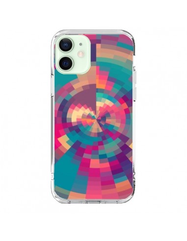 Coque iPhone 12 Mini Spirales de Couleurs Rose Violet - Eleaxart