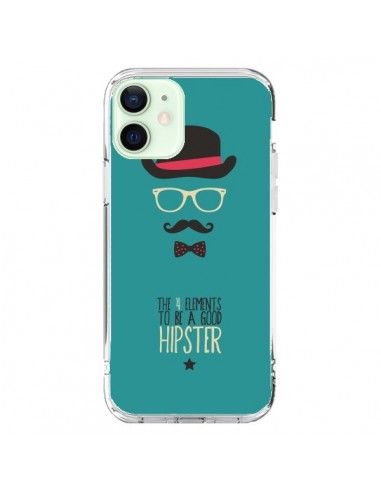 Coque iPhone 12 Mini Chapeau, Lunettes, Moustache, Noeud Papillon To Be a Good Hipster - Eleaxart