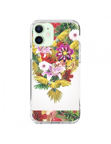 Cover iPhone 12 Mini Parrot Floral Pappagallo Fiori - Eleaxart