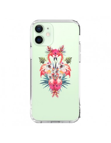 Coque iPhone 12 Mini Tropicales Flamingos Tropical Flamant Rose Summer Ete - Eleaxart