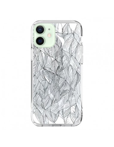 iPhone 12 Mini Case Leaves Black and White - Léa Clément