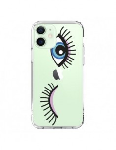 Coque iPhone 12 Mini Eyes Oeil Yeux Bleus Transparente -...