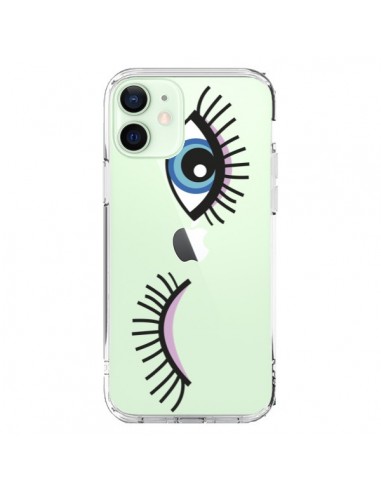 iPhone 12 Mini Case Eyes Blue Clear - Léa Clément
