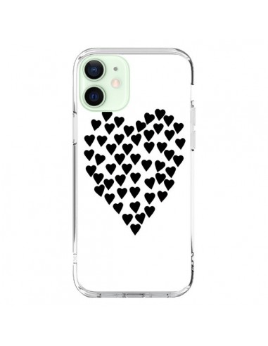 iPhone 12 Mini Case Heart in hearts Black - Project M