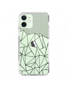 Coque iPhone 12 Mini Lignes Grille Grid Abstract Noir...