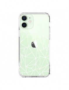 Coque iPhone 12 Mini Lignes Grilles Grid Abstract Blanc...
