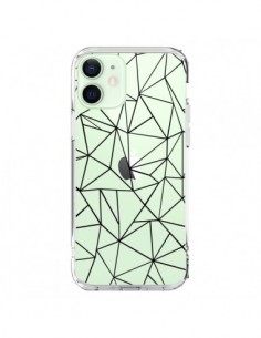 Cover iPhone 12 Mini Linee Triangoli Grid Astratto Nero...