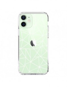 Cover iPhone 12 Mini Linee Triangoli Grid Astratto Bianco...