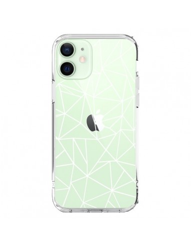 Coque iPhone 12 Mini Lignes Triangles Grid Abstract Blanc Transparente - Project M
