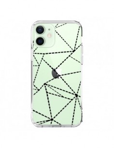 Coque iPhone 12 Mini Lignes Points Abstract Noir...