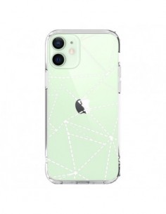 Coque iPhone 12 Mini Lignes Points Abstract Blanc...