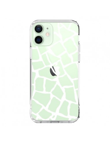 Cover iPhone 12 Mini Giraffa Mosaico Bianco Trasparente - Project M
