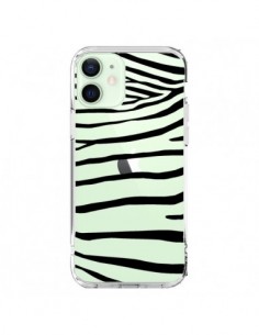 Coque iPhone 12 Mini Zebre Zebra Noir Transparente -...